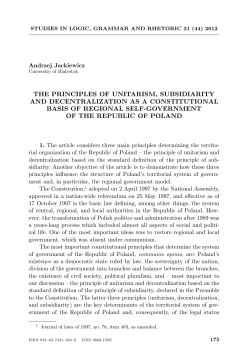 the principles of unitarism, subsidiarity and decentralization as a