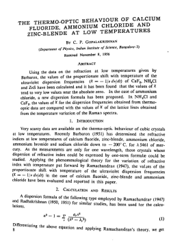 the thermo-optic behaviour of calcium fluoride, ammonium chloride