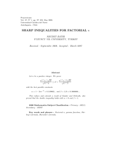 SHARP INEQUALITIES FOR FACTORIAL n