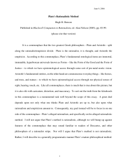 Plato`s Rationalistic Method