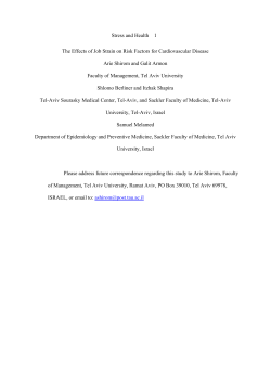 Stress and Health 1 The Effects of Job Strain on Risk Factors for