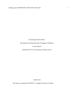 Foreseeing the Silent Killer: Development of Eating Disorders