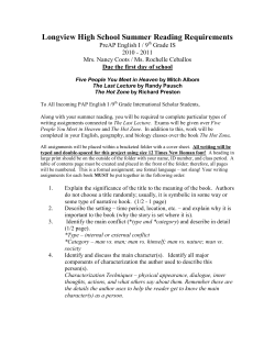 Longview High School Summer Reading Requirements