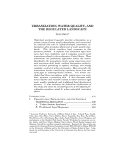 urbanization, water quality, and the regulated landscape