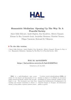Humanistic Mediation: Opening Up The Way To A Peaceful