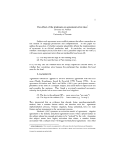 1 The effect of the predicate on agreement error rates*