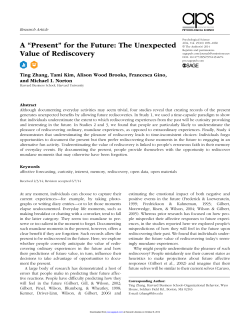 A &ldquo;Present&rdquo; for the Future: The Unexpected Value of Rediscovery