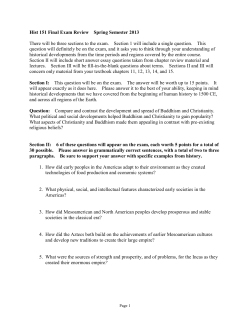 Hist 151 Final Exam Review Spring Semester 2013 There