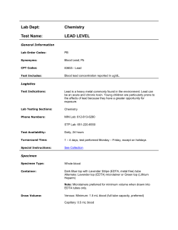 Lab Dept: Chemistry Test Name: LEAD LEVEL