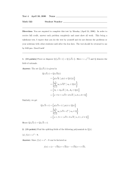Test 4 April 20, 2006 Name Math 522 Student Number Direction