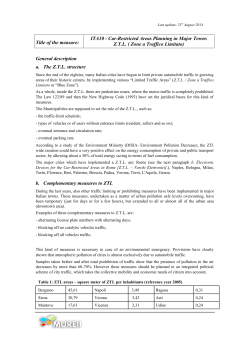 Title of the measure: ITA10 - Car-Restricted Areas Planning in Major