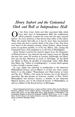 Henry Seybert and the Centennial Clock and "Bell