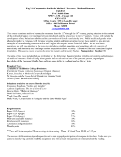 Eng 219 Comparative Studies in Medieval Literature