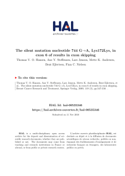 The silent mutation nucleotide 744 G A, Lys172Lys, in exon 6