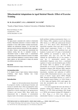 Mitochondrial Adaptations in Aged Skeletal Muscle: Effect of