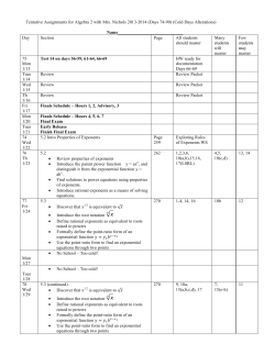 Tentative Assignments for A2 D74