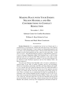 making peace with your enemy: nelson mandela and his