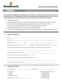 APPLICATION FOR EMPLOYMENT