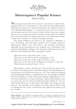 Montesquieu`s Popular Science