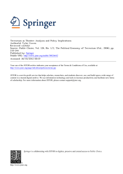 Terrorism as Theater: Analysis and Policy Implications