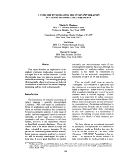 A TOO1. FOR INVESTIGATING TIlE SYNONYMY RELATION IN A