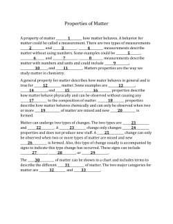 Properties of Matter
