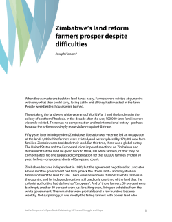 Zimbabwe`s land reform farmers prosper despite difficulties