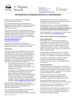 information on registration of a partnership