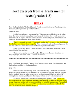 Text excerpts from 6 Traits mentor texts (grades 4-8)