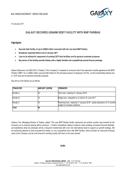 Galaxy Secures US$40m Debt Facility With BNP Paribas