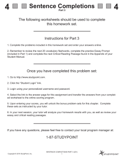 Sentence Completions - Student Homework Login
