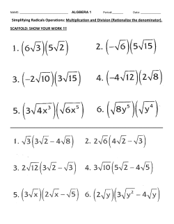 Simplifying Radicals Operations: Multiplication and Division