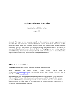 Agglomeration and Innovation - Wharton Real Estate Department