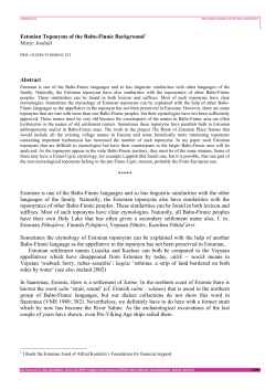 Estonian Toponyms of the Balto-Finnic Background