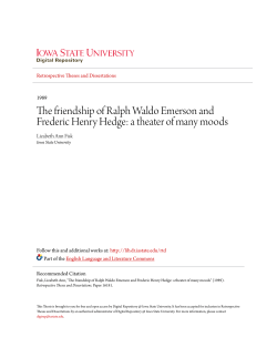 The friendship of Ralph Waldo Emerson and Frederic Henry Hedge