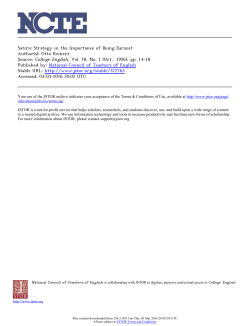 Satiric Strategy in the Importance of Being Earnest Author(s): Otto