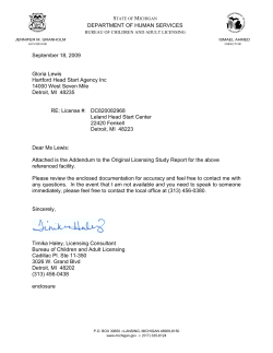 DEPARTMENT OF HUMAN SERVICES September 18, 2009 Gloria