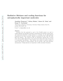 Radiative lifetimes and cooling functions for astrophysically