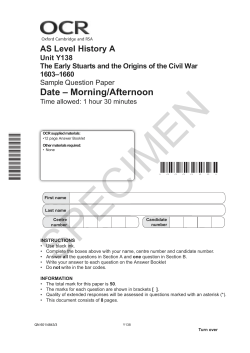 The early Stuarts and the origins of the Civil War 1603-1660