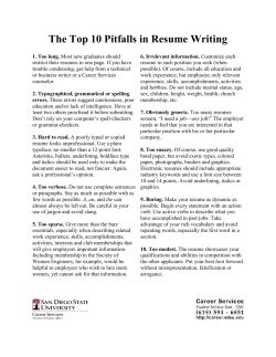 The Top 10 Pitfalls in Resume Writing