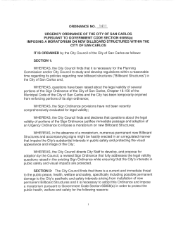 ORDINANCE NO, 1411 URGENCY ORDINANCE OF THE CITY OF