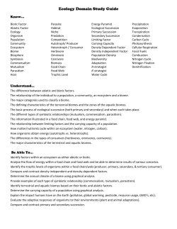 Ecology Domain Study Guide