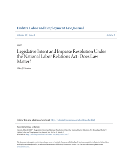Legislative Intent and Impasse Resolution Under the National Labor