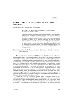 on the concept of freedom of will in ernst tugendhat