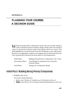 PLANNING YOUR COURSE: A DECISION GUIDE