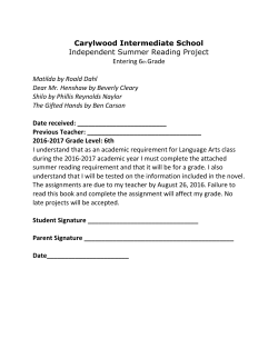 Carylwood Intermediate School Independent Summer Reading