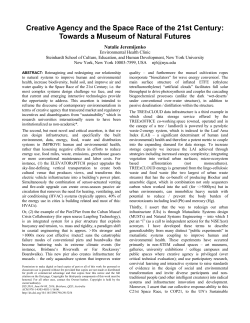 Creative Agency and the Space Race of the 21st Century: Towards