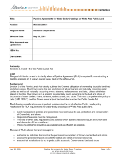 Pipeline Agreements for Water Body Crossings on White Area