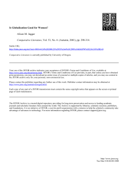 Is Globalization Good for Women? Alison M. Jaggar Comparative