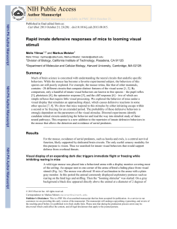 Rapid innate defensive responses of mice to looming visual stimuli